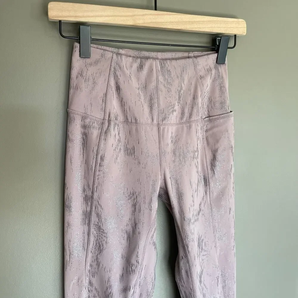 SWEATY BETTY Super Soft Leggings Pink Fusion Foil Size 4 High Waist Gym‎ Workout